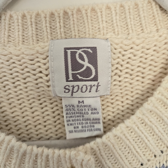 Women's Vintage Cream Floral Knit Cardigan Sweater Spring Easter Feminine Size M - Picture 2 of 6